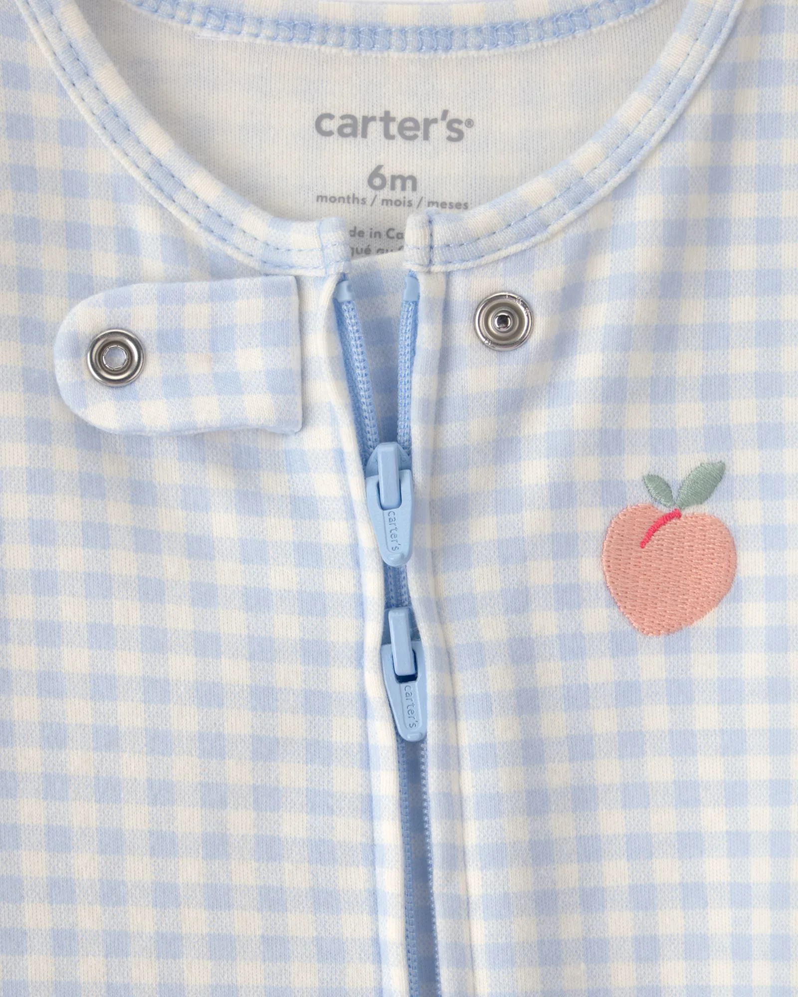 Carter's Хлопковая пижама с пинетками Peach Gingham foto