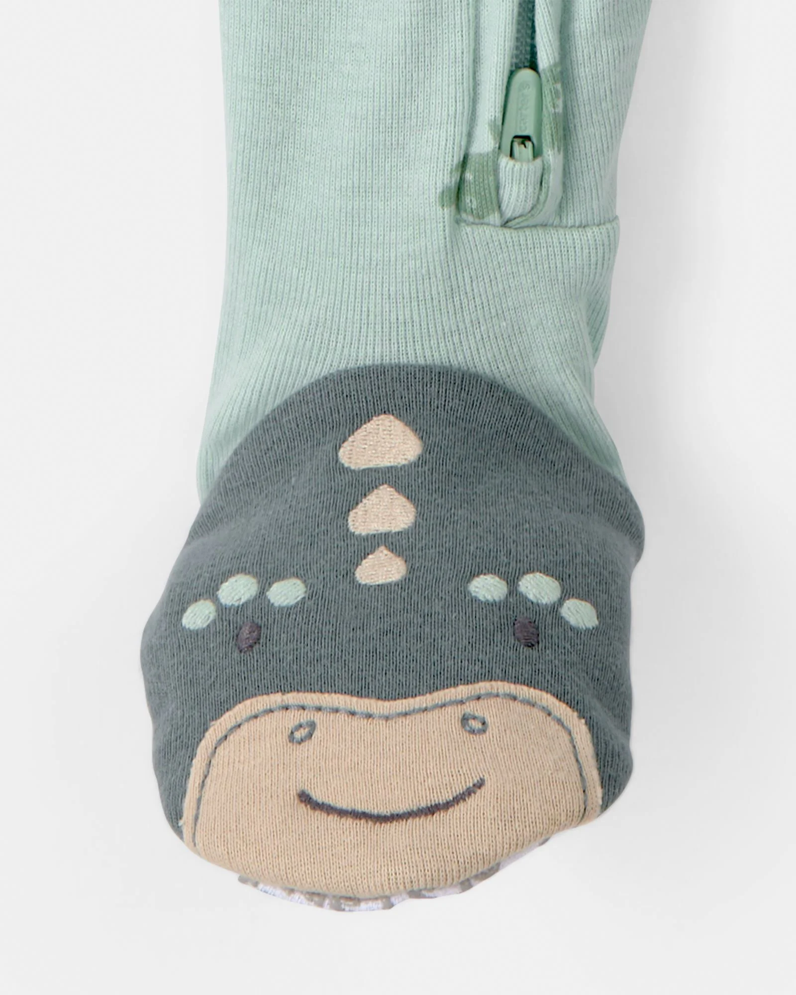 Carter's Pijama din bumbac cu botosei Green Dino Feet foto