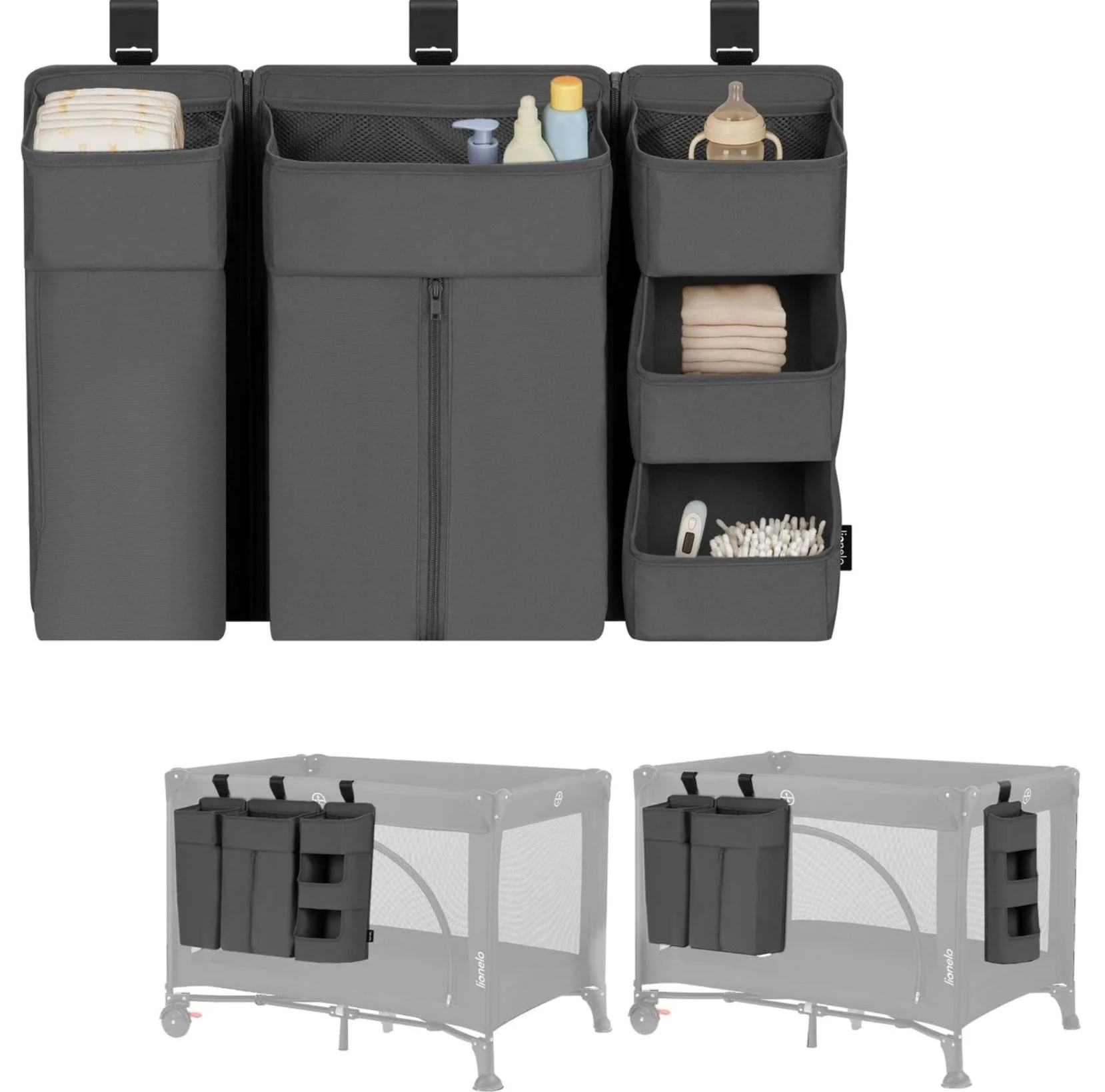 Organizator pentru scutece Lionelo Sidepocket Large Gri foto