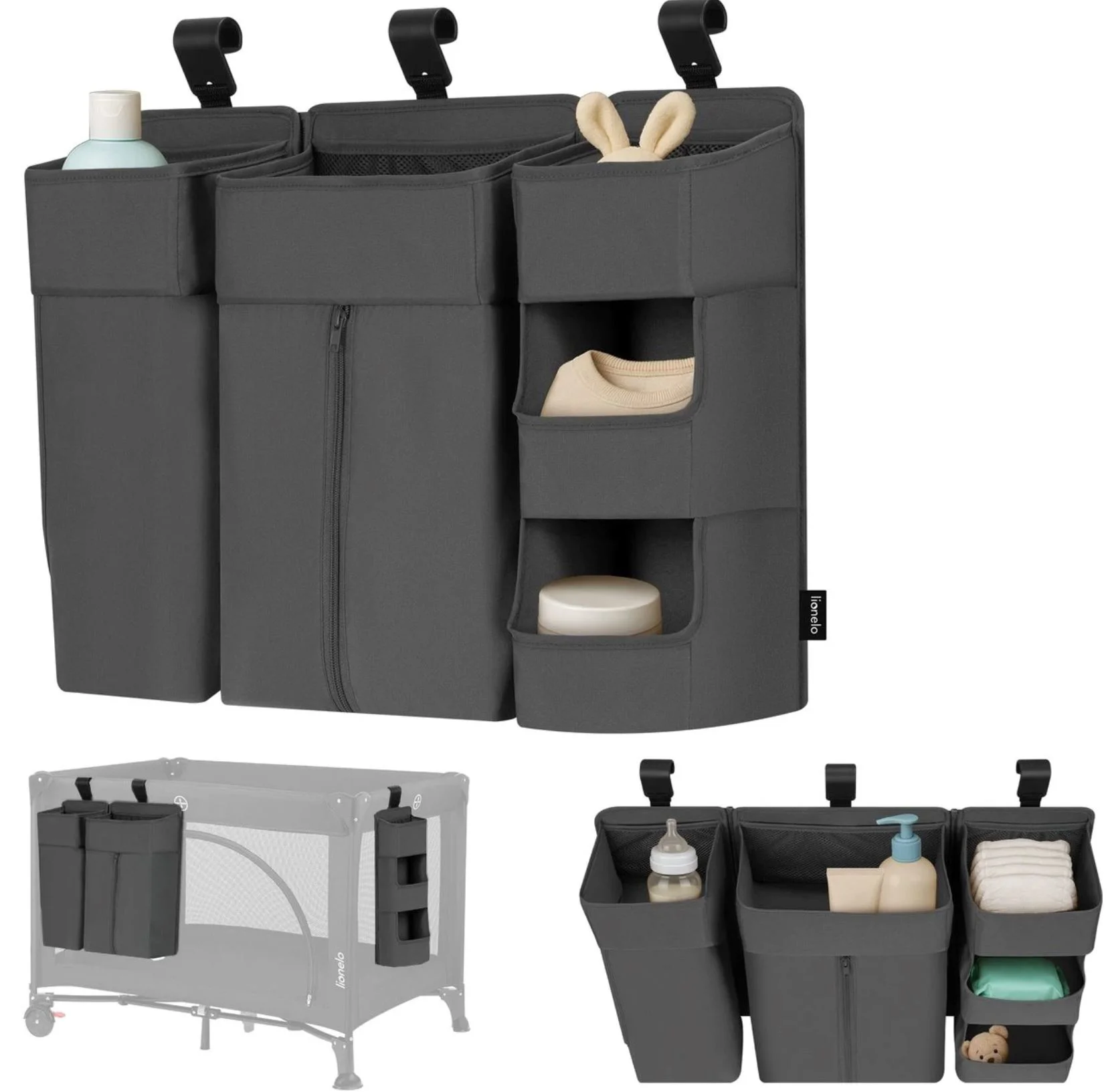 Organizator pentru scutece Lionelo Sidepocket Large Gri foto