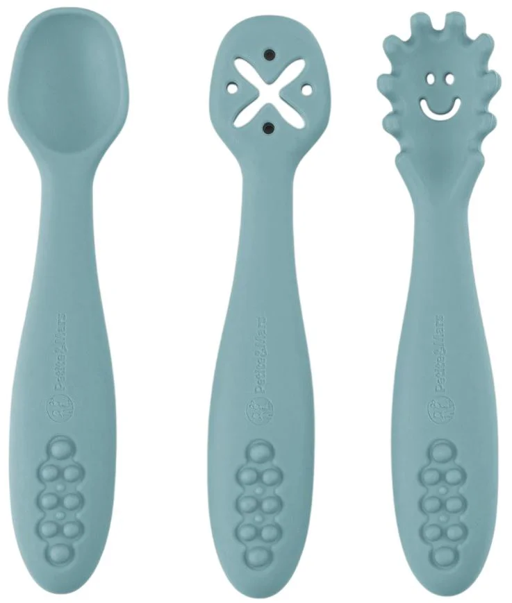 Set 3 lingurite din silicon pentru antrenament Petite&Mars Take&Match Frosted Sky foto
