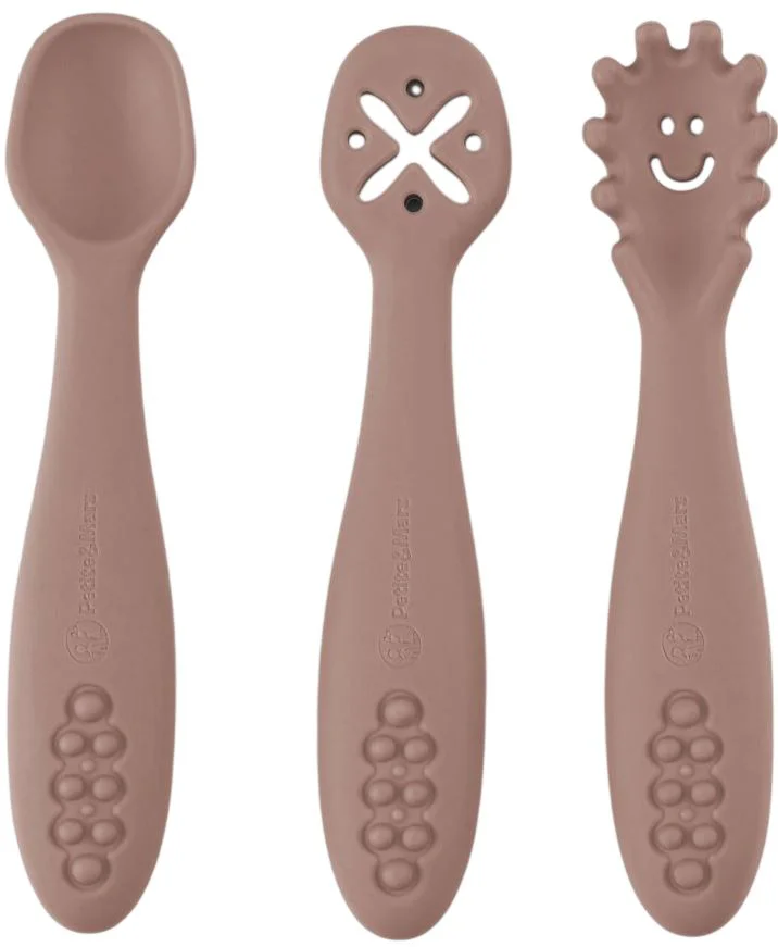 Set 3 lingurite din silicon pentru antrenament Petite&Mars Take&Match Velvet Latte foto