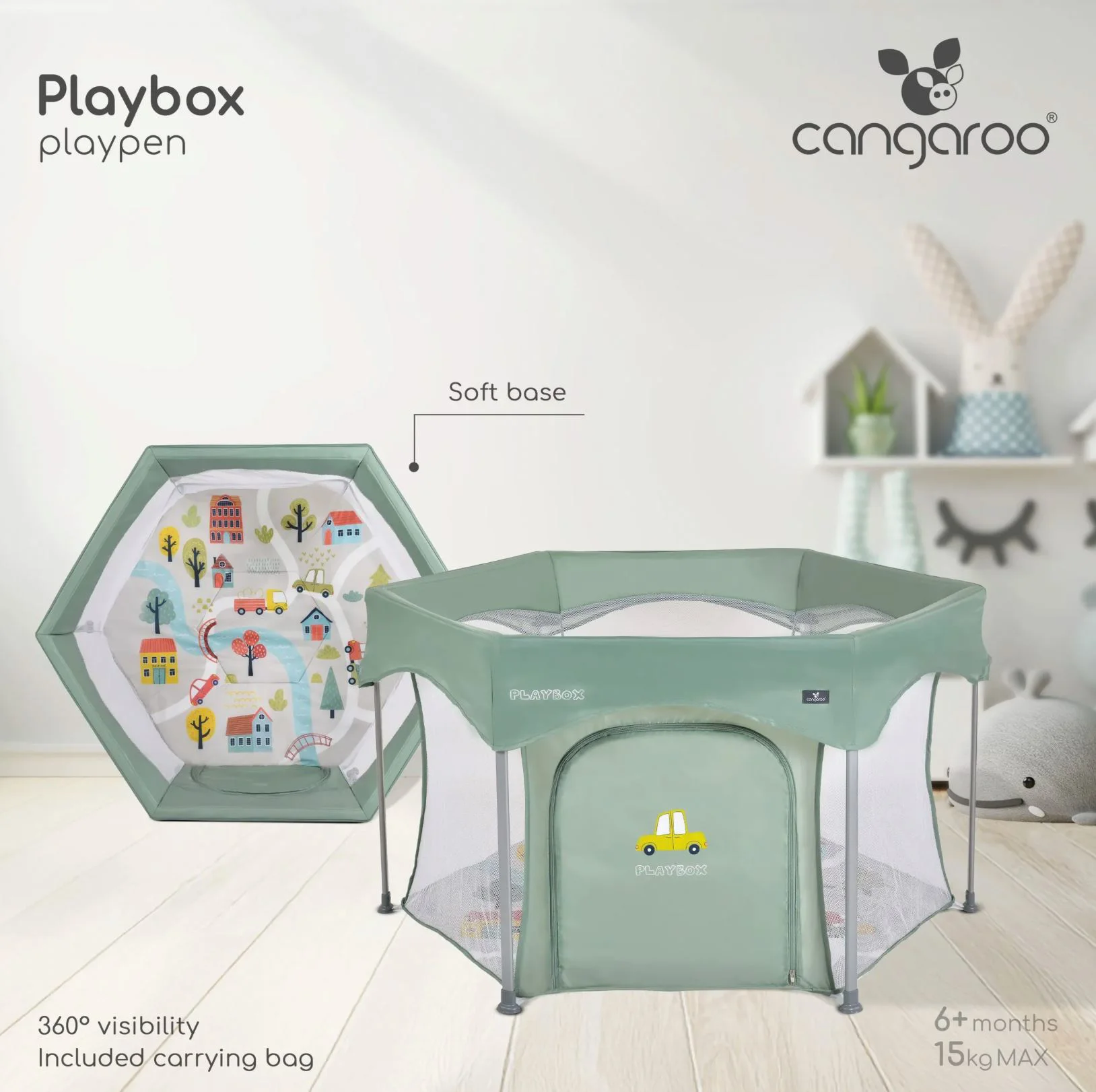 Манеж для детей Moni Playbox Зелёный foto