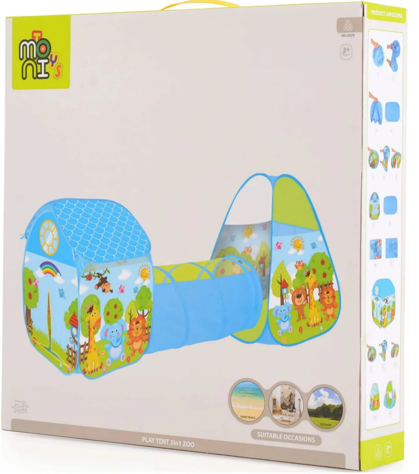 Cort pentru copii Moni Zoo 3 in 1 Albastru foto
