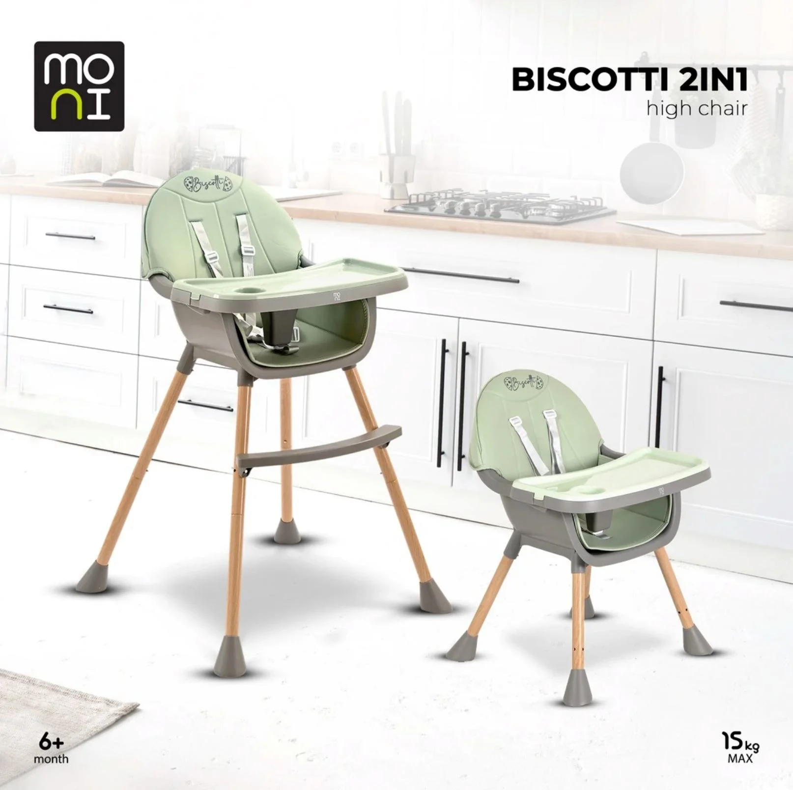 Scaun de masa 2 in 1 Moni Biscotti Mint foto