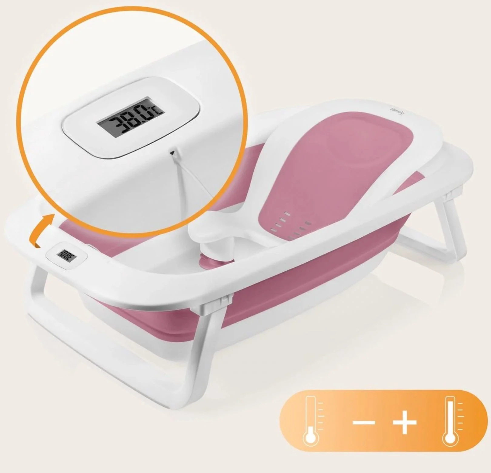 Cadita cu termometru Lionelo Baby Bubble Magnolia Roz foto