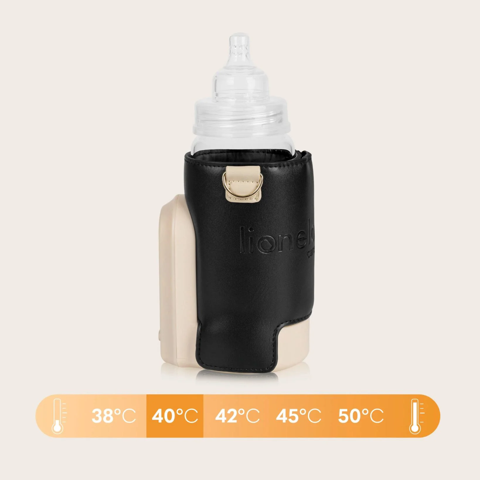 Incalzitor portabil pentru biberoane Lionelo Thermup Go Evo Negru/Auriu foto