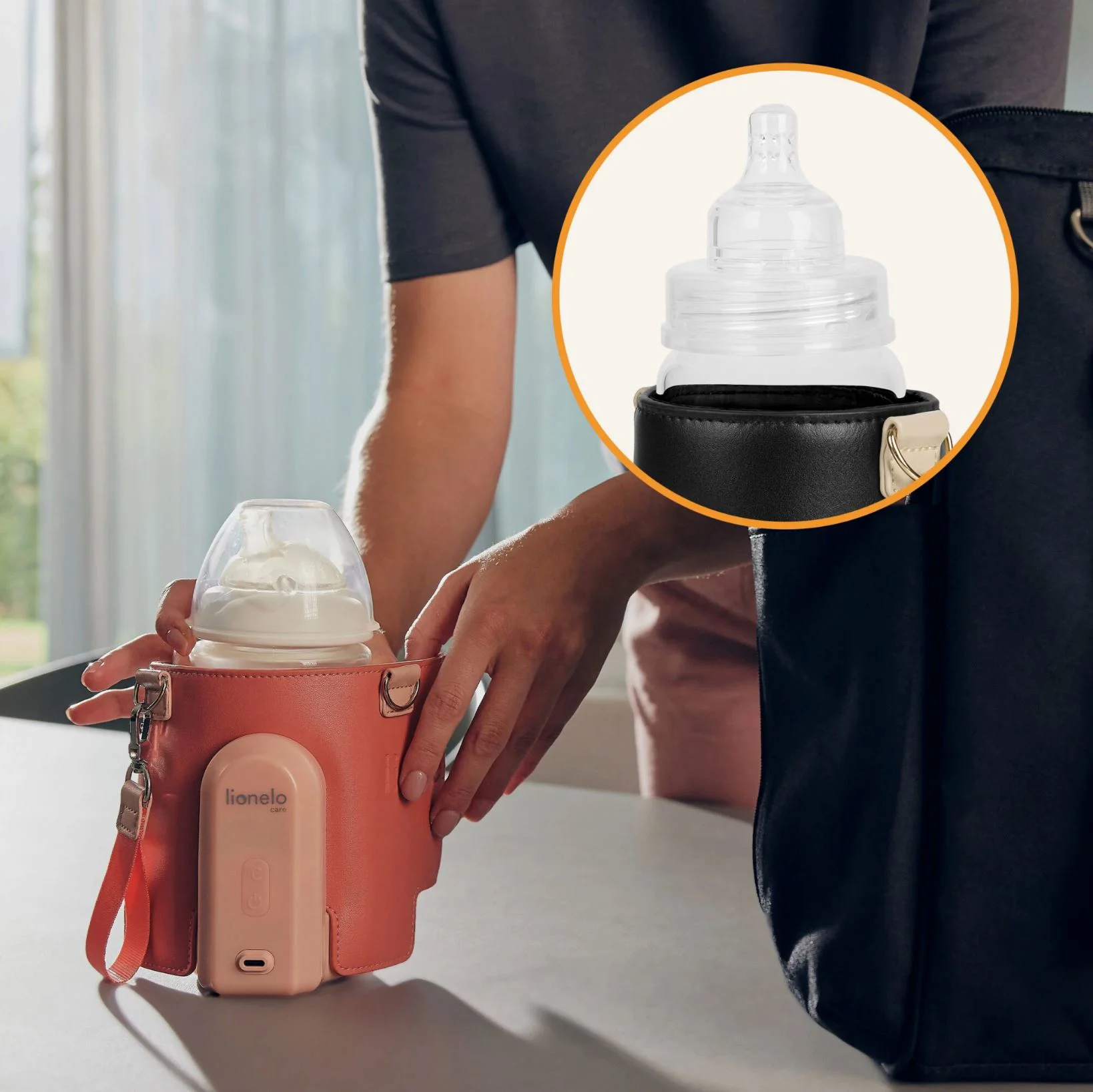 Incalzitor portabil pentru biberoane Lionelo Thermup Go Evo Negru/Auriu foto
