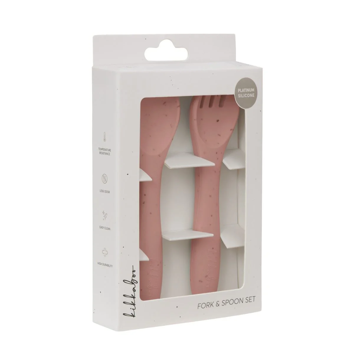 Set furculita si lingurita KikkaBoo Platinum Silicone Blush foto