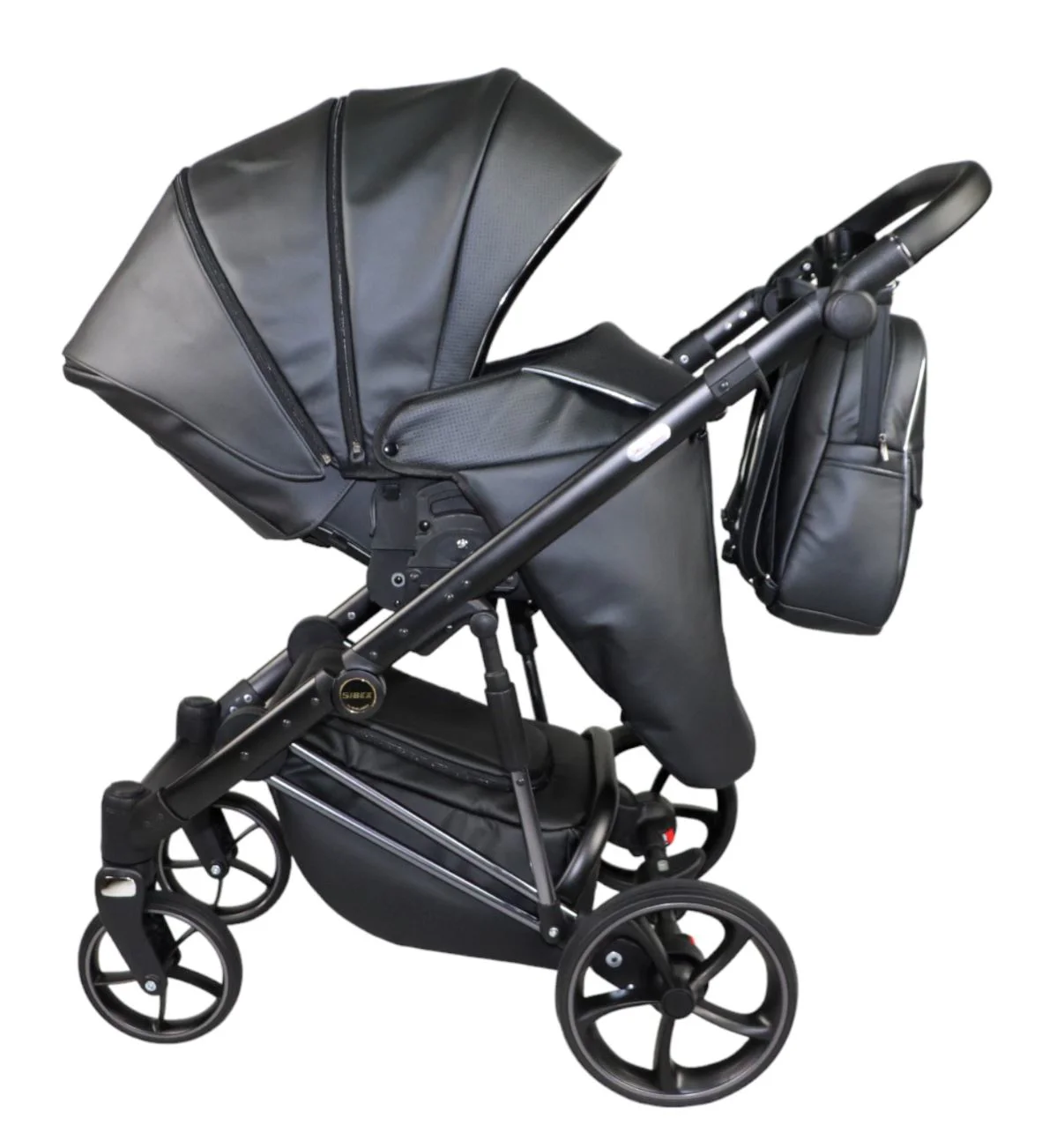 Carucior 3 in 1 Eucalyptus Sojan Sibex Extra Piele Negru foto