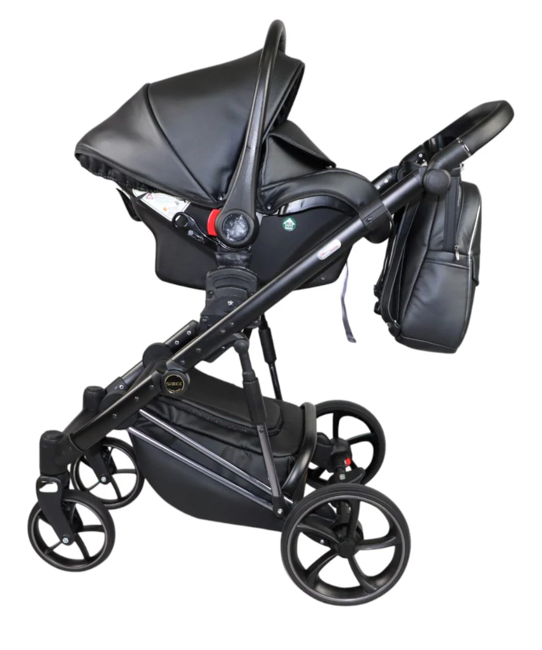Carucior 3 in 1 Eucalyptus Sojan Sibex Extra Piele Negru foto