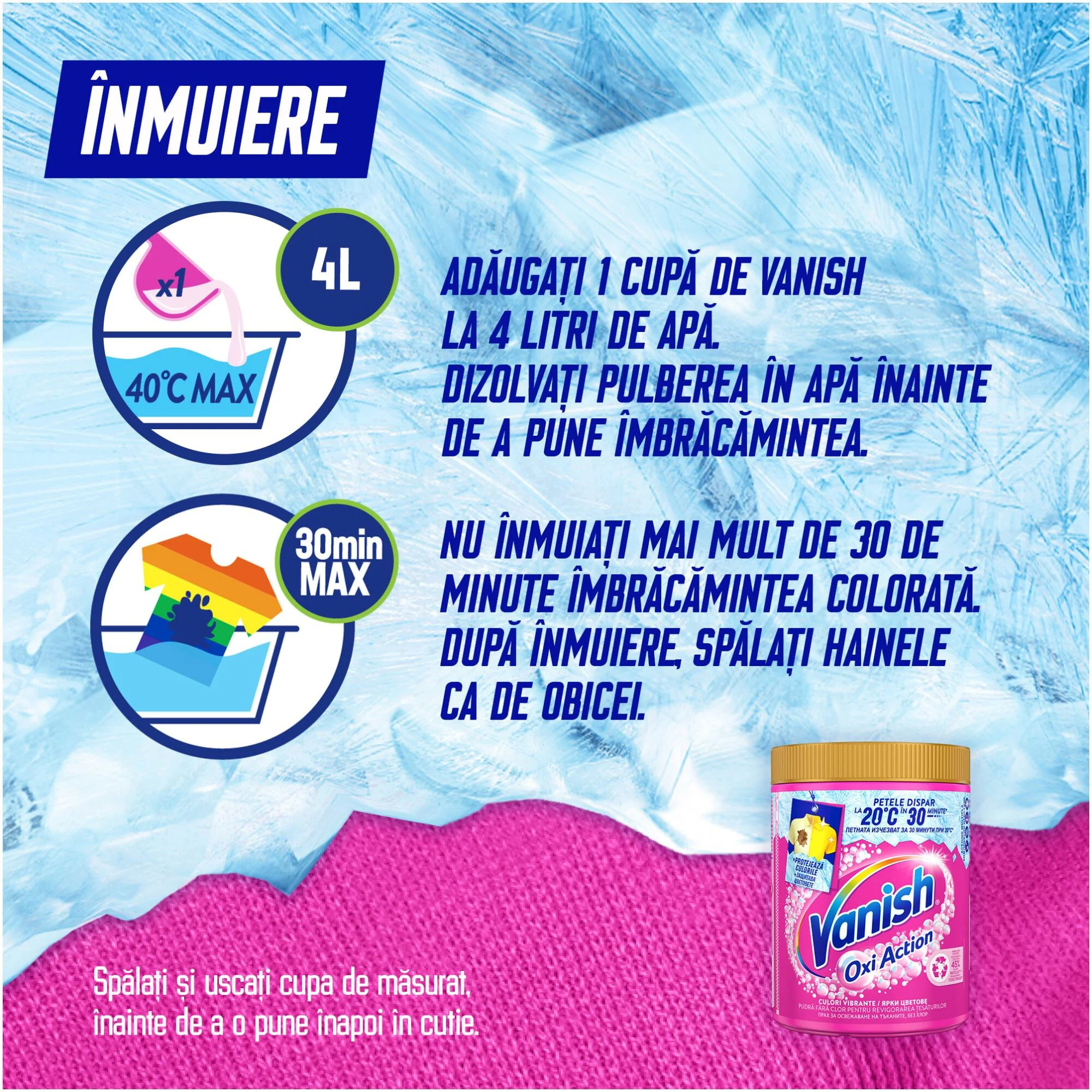 Pudra pentru indepartarea petelor Vanish Oxi Action Color, 960 g foto