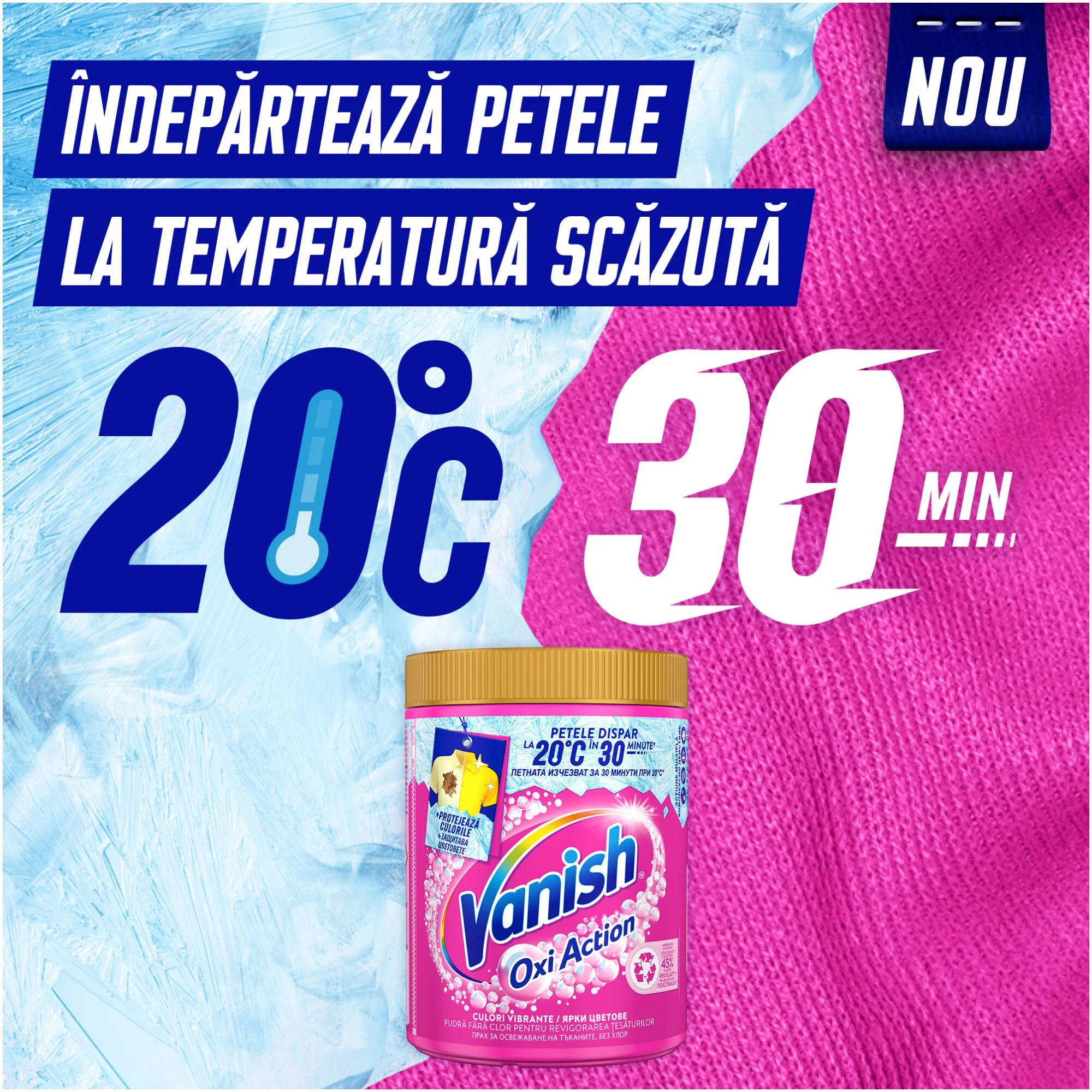 Pudra pentru indepartarea petelor Vanish Oxi Action Color, 960 g foto