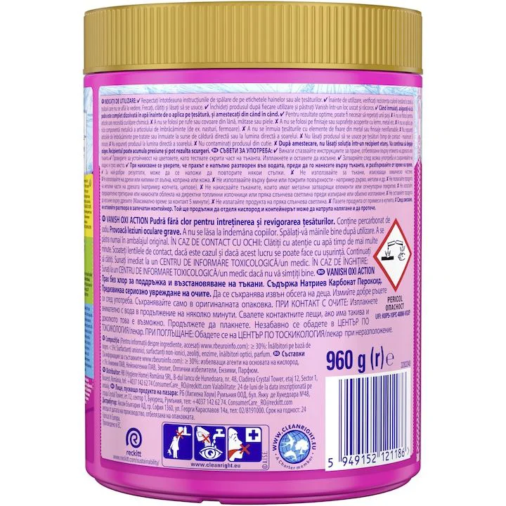 Pudra pentru indepartarea petelor Vanish Oxi Action Color, 960 g foto