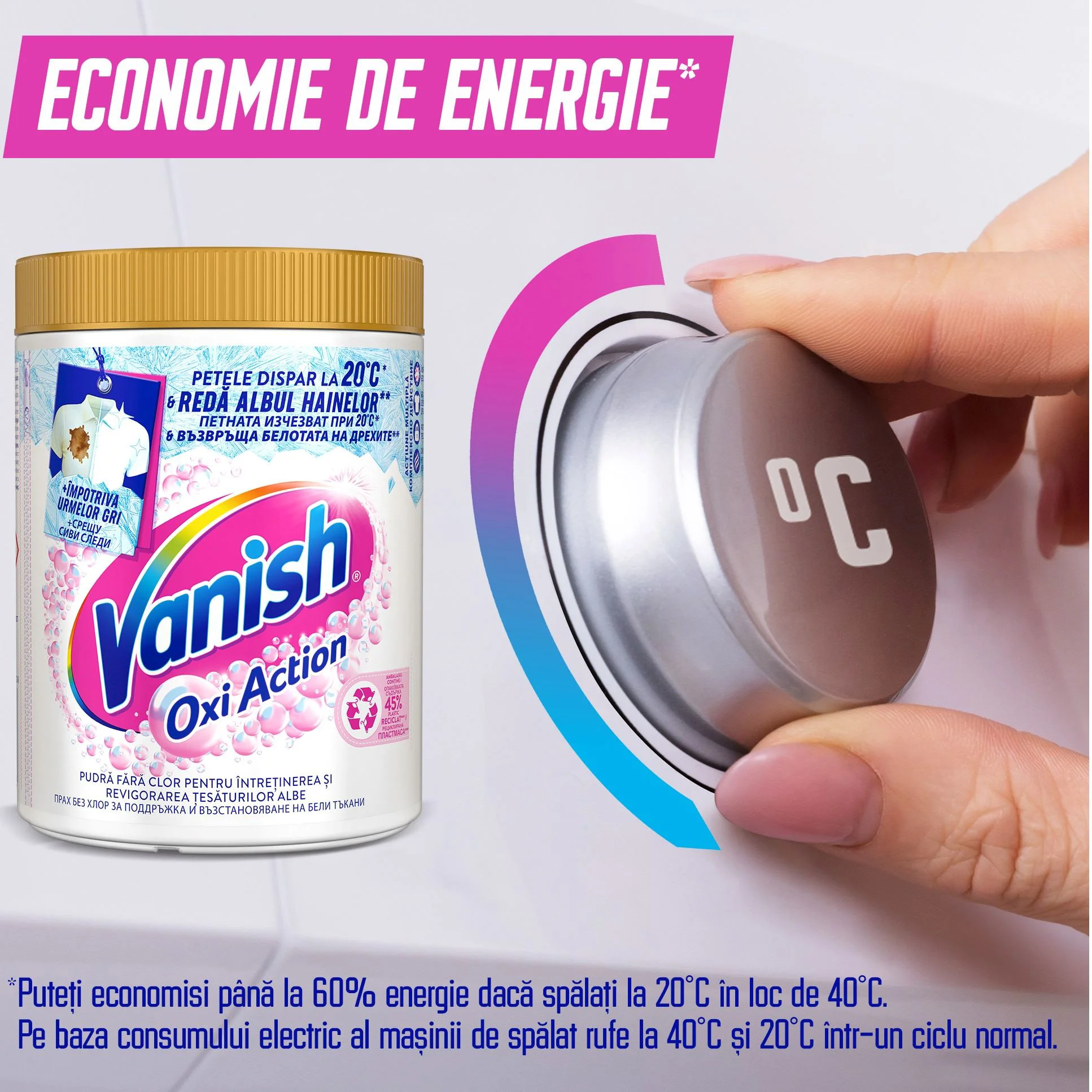 Pudra pentru indepartarea petelor Vanish Oxi Action White, 960 g foto
