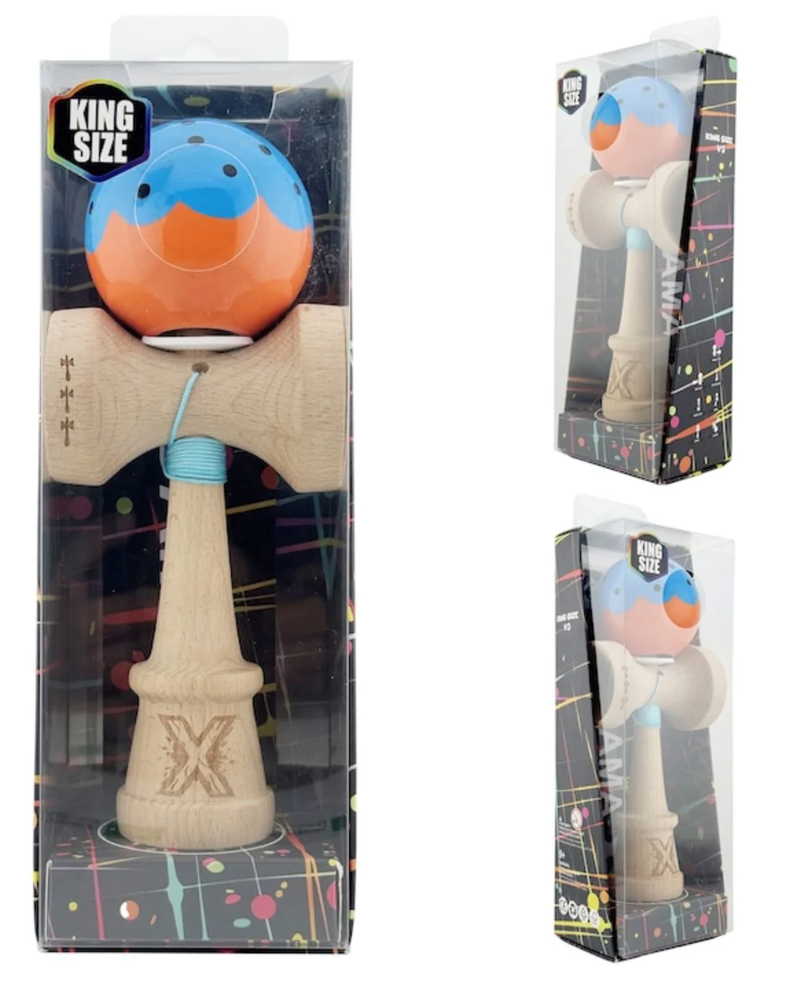 Kendama Essa Toys Flippy X Original Albastru-Portocaliu foto