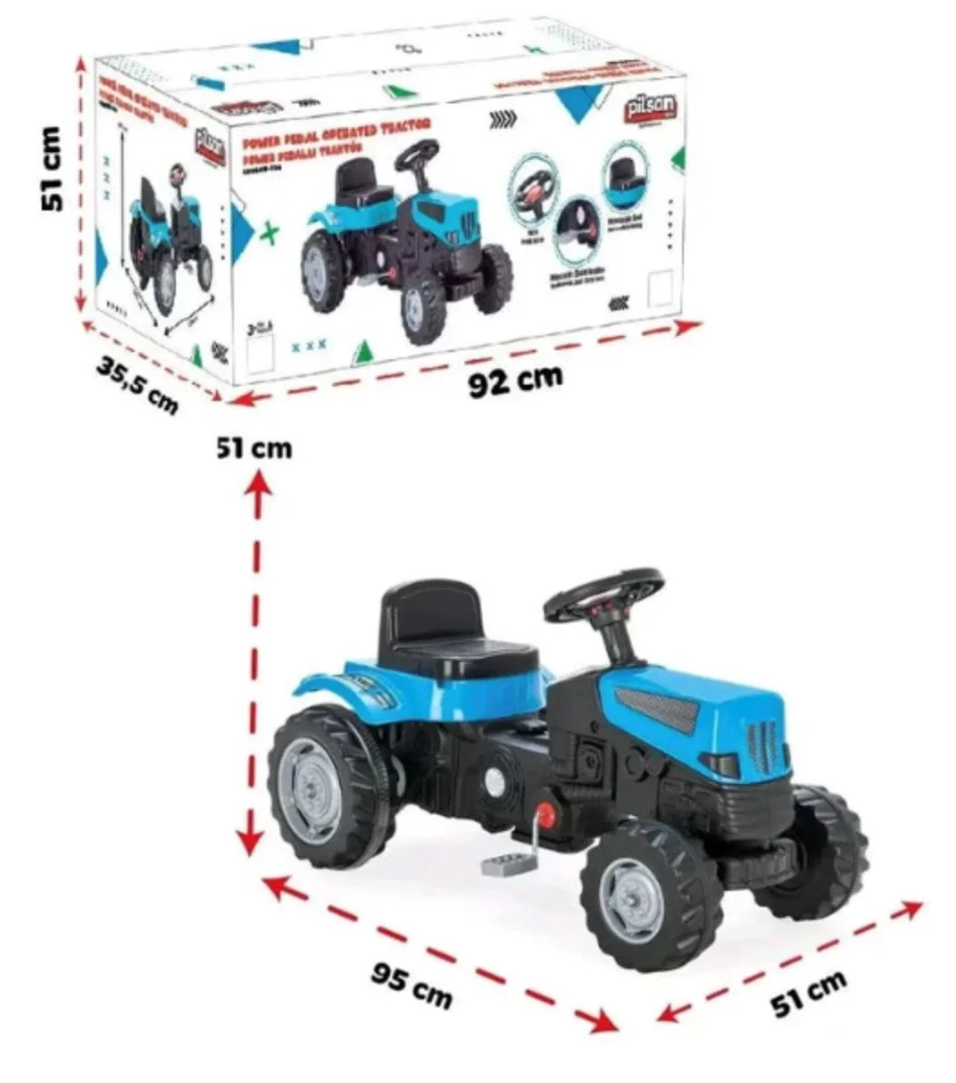 Masina cu pedale Pilsan Tractor Albastru, 51 cm foto