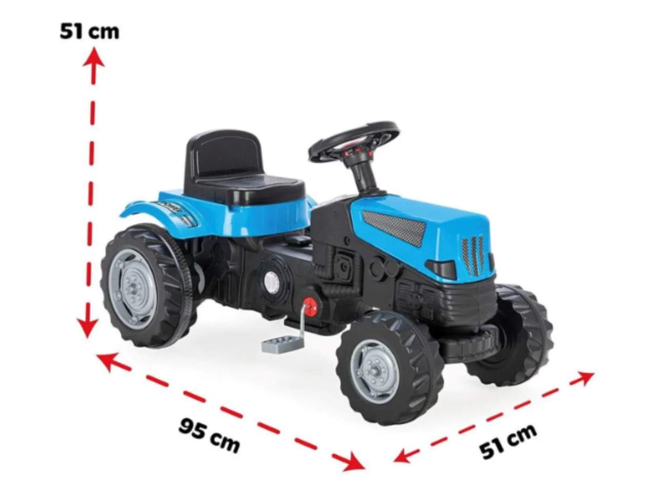 Masina cu pedale Pilsan Tractor Albastru, 51 cm foto