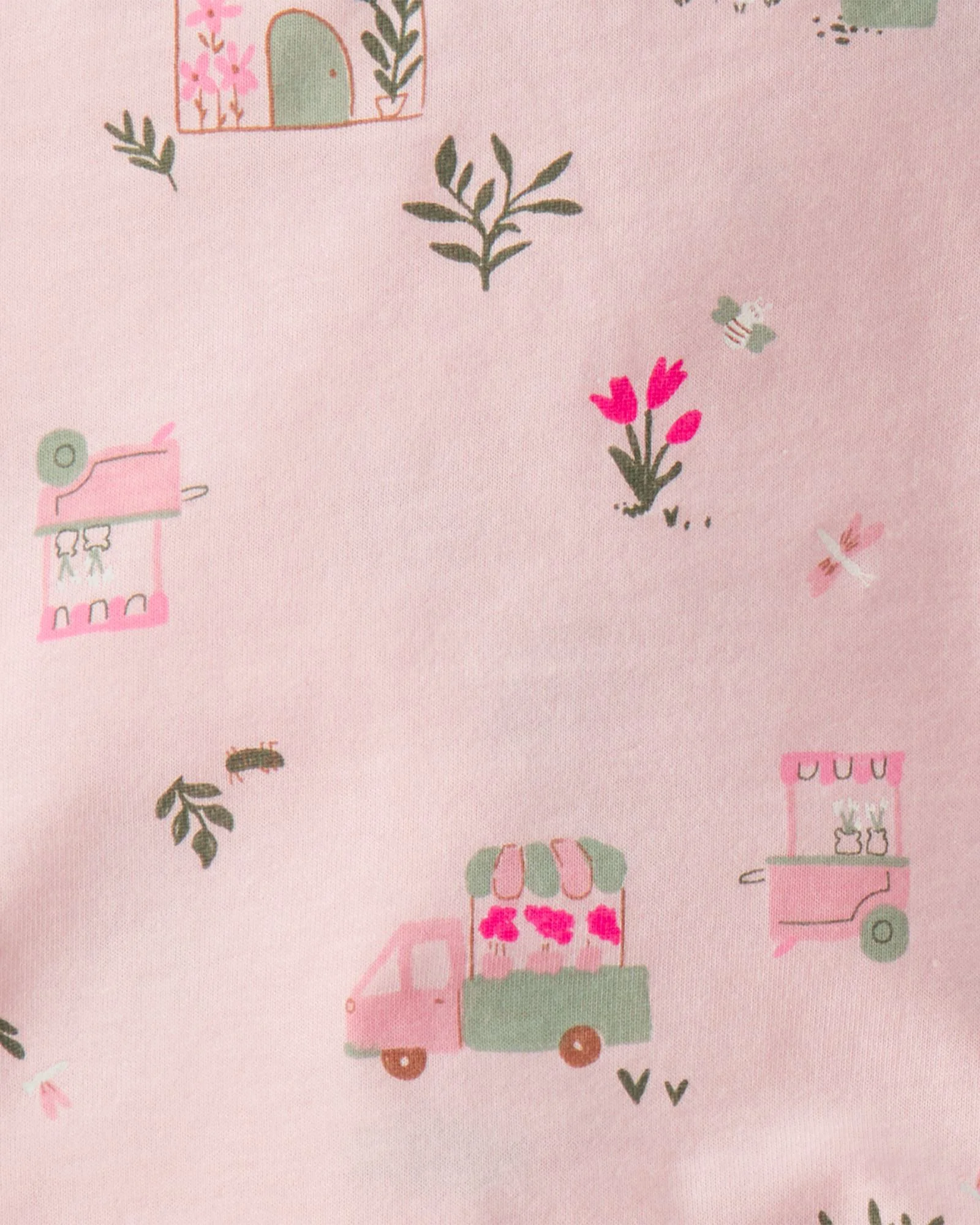 Carter's Set 2 piese Pink Plants - tricou si pantaloni scurti foto