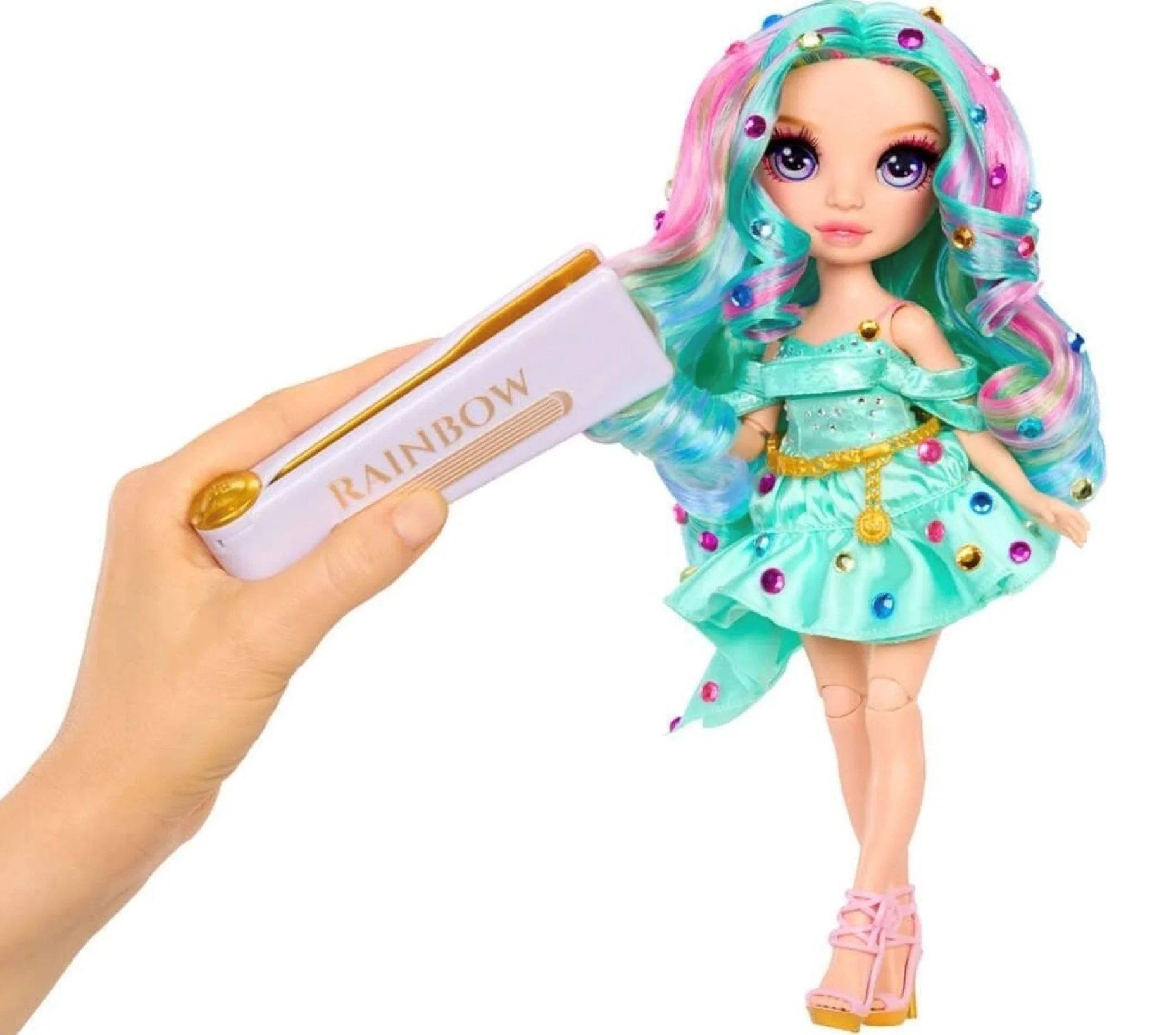 Papusa Rainbow High Celine seria Be Dazzling, Turcoaz foto