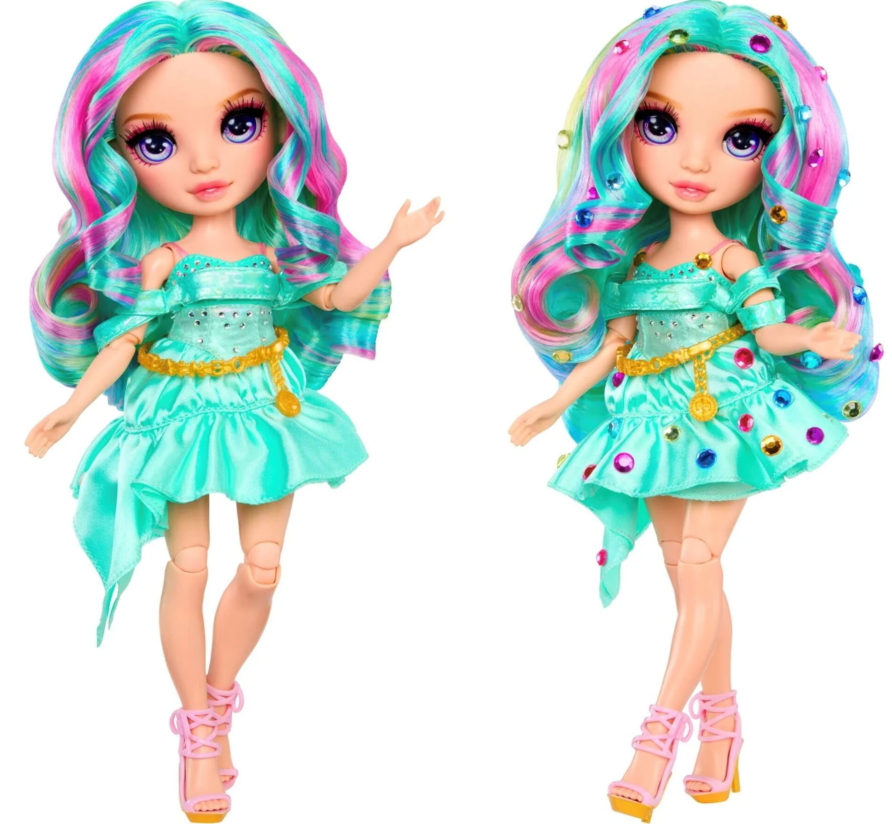 Papusa Rainbow High Celine seria Be Dazzling, Turcoaz foto
