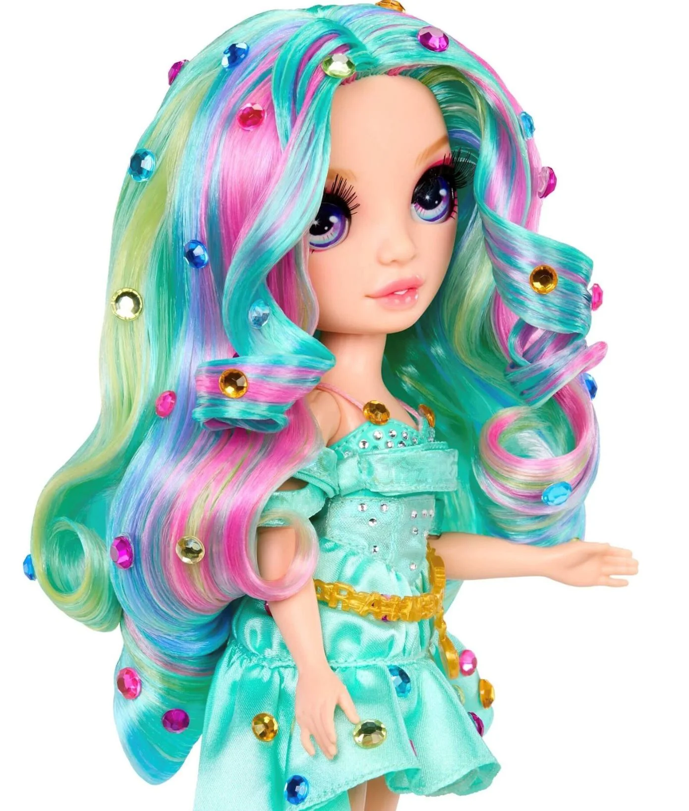 Papusa Rainbow High Celine seria Be Dazzling, Turcoaz foto