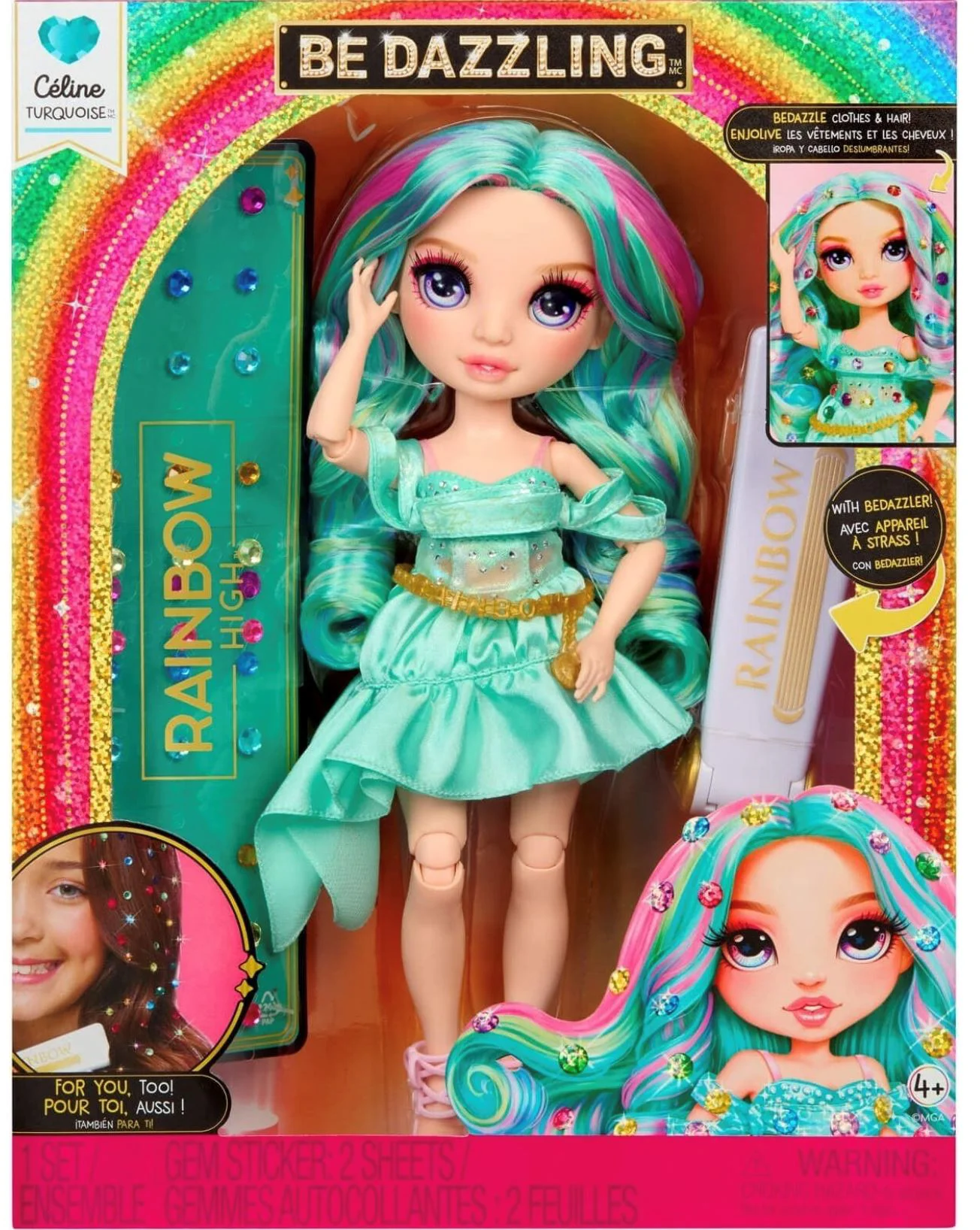 Papusa Rainbow High Celine seria Be Dazzling, Turcoaz foto