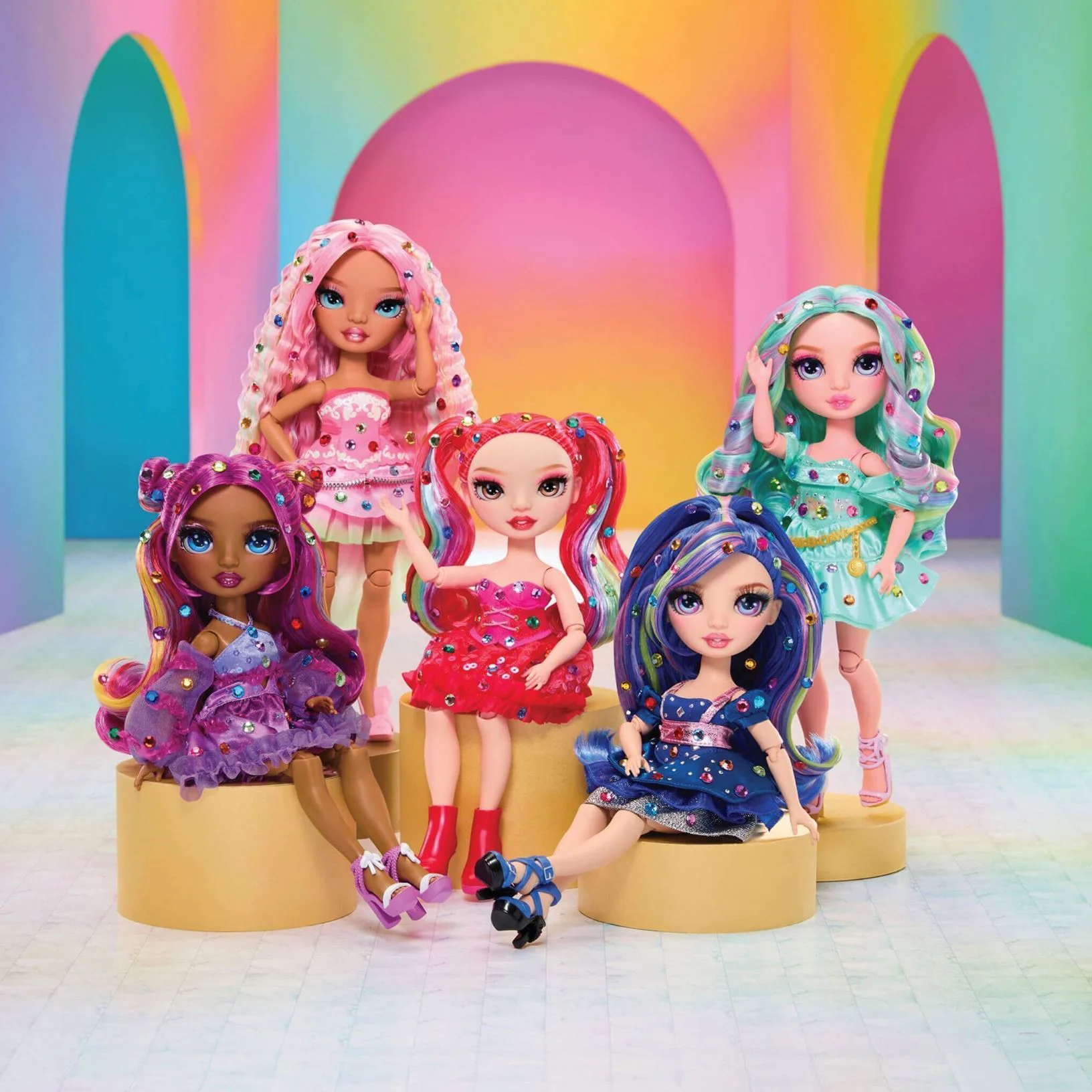 Papusa Rainbow High Celine seria Be Dazzling, Turcoaz foto