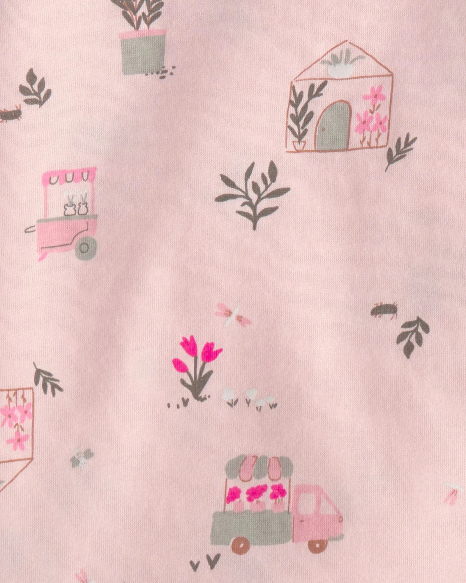 Carter's Set 2 piese Pink Plants - tricou si pantaloni scurti foto