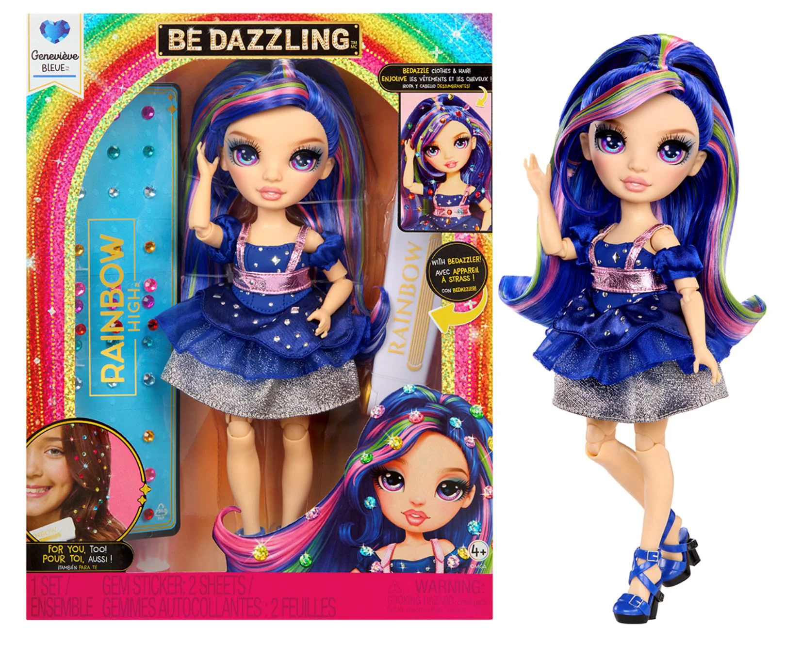 Papusa Rainbow High Geneviev seria Be Dazzling Albastru foto