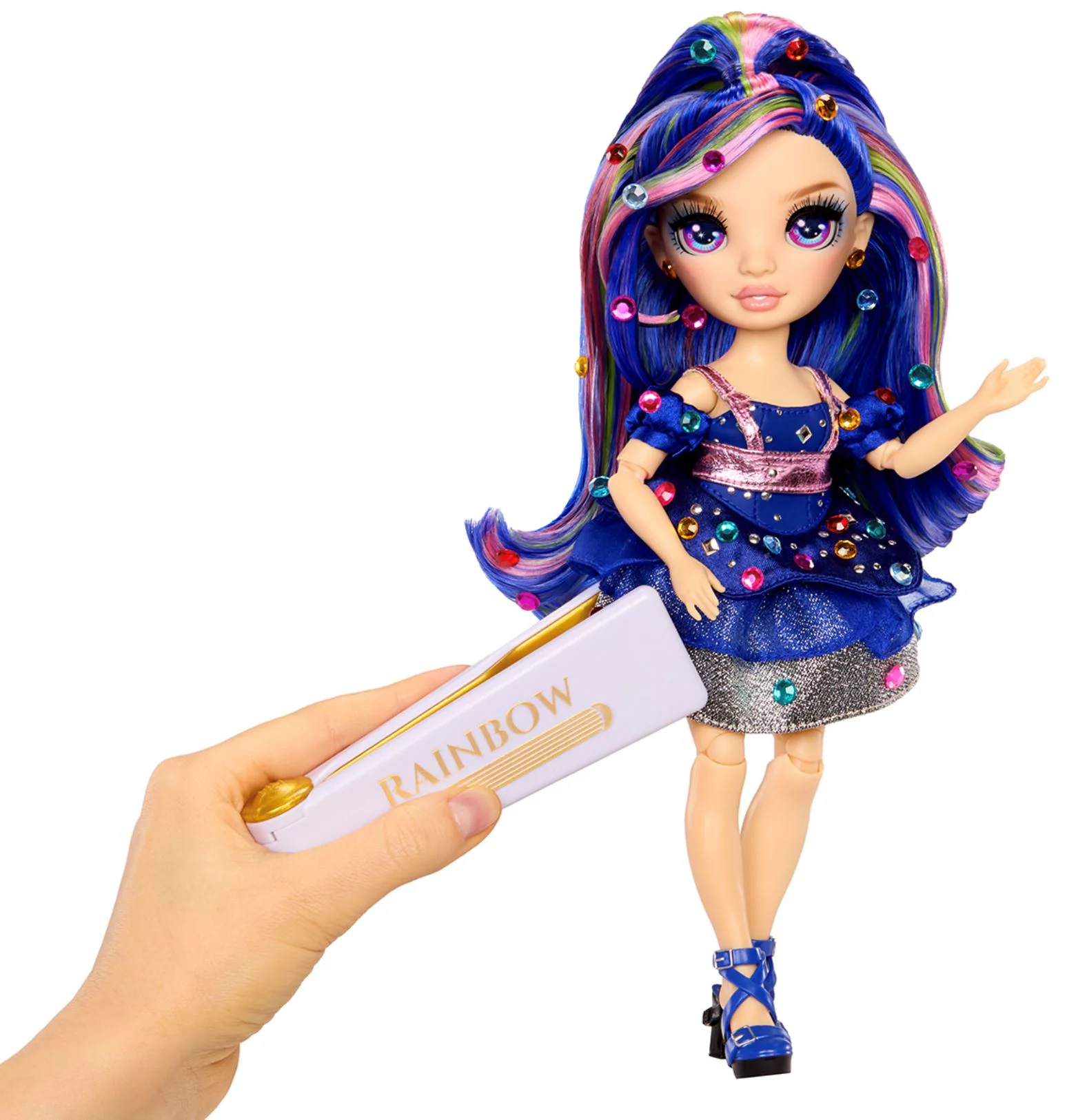 Papusa Rainbow High Geneviev seria Be Dazzling Albastru foto