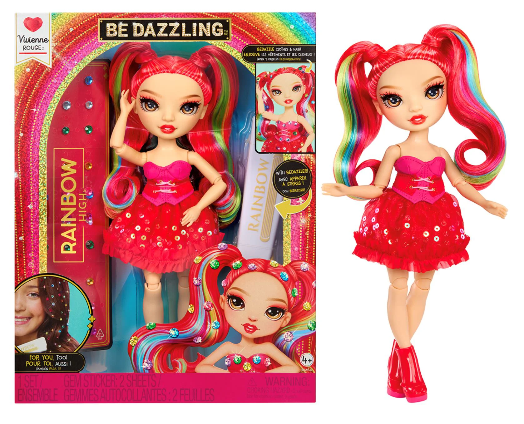 Papusa Rainbow High Vivienne Rouge seria Be Dazzling Rosu foto