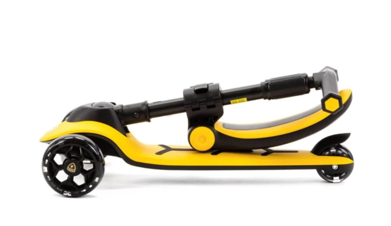Самокат 2 в 1 Scooter Lamborghini с сиденьем и LED-колёсами, Жёлтый foto