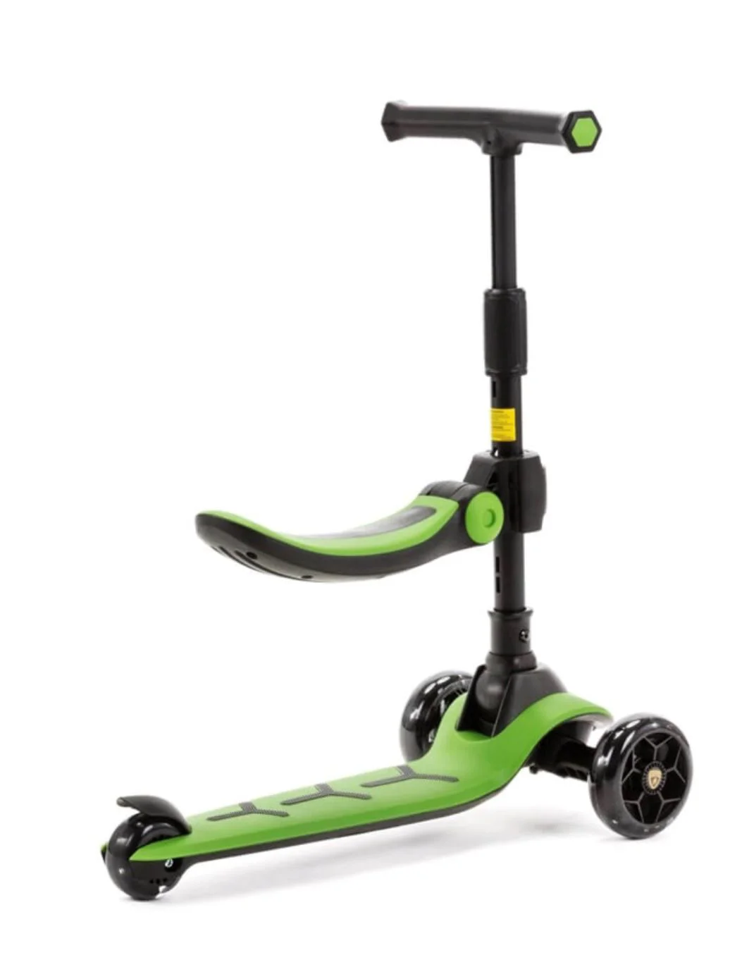 Trotineta 2 in 1 Scooter Lamborghini cu scaun si roti LED, Verde foto