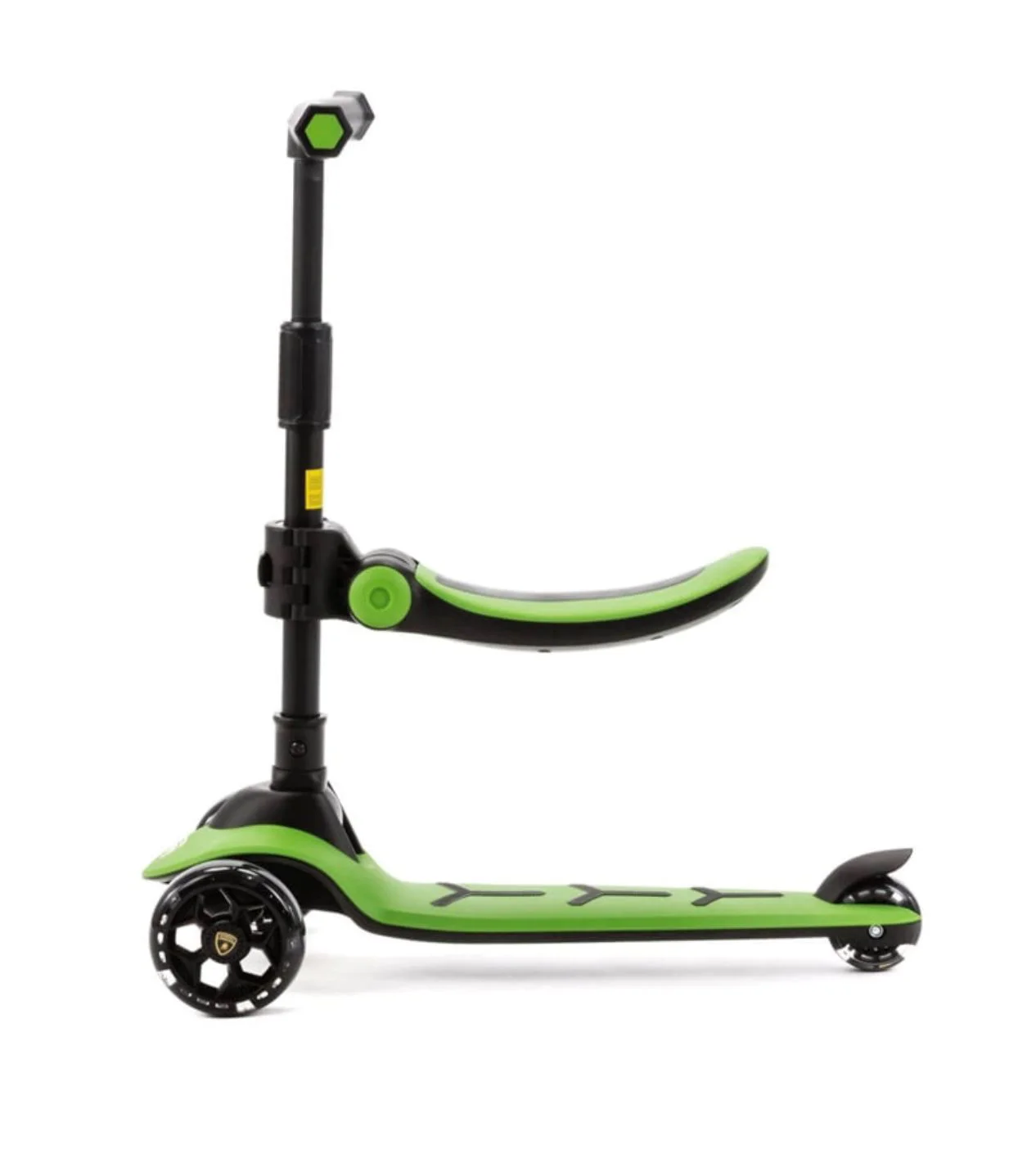 Trotineta 2 in 1 Scooter Lamborghini cu scaun si roti LED, Verde foto