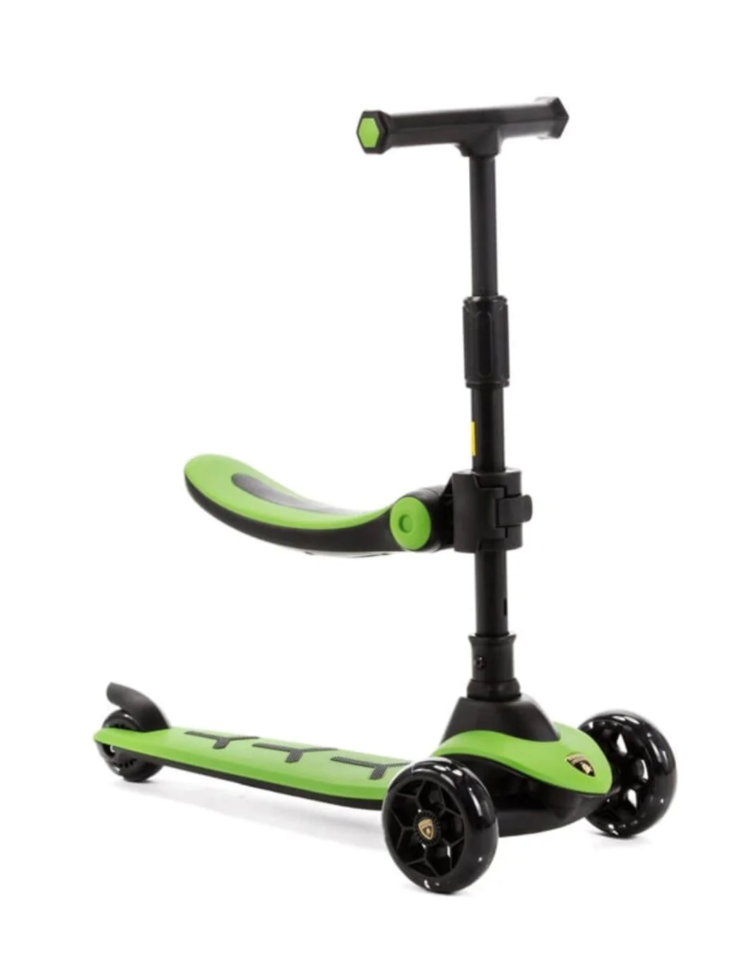Trotineta 2 in 1 Scooter Lamborghini cu scaun si roti LED, Verde foto