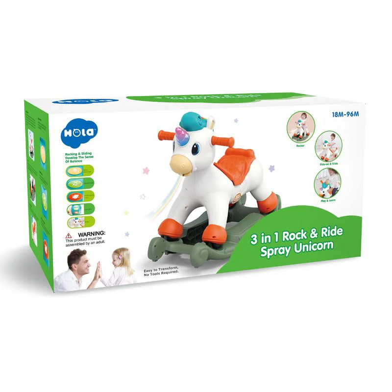 Качалка 3 в 1 Hola Toys Единорог с паром и светом foto