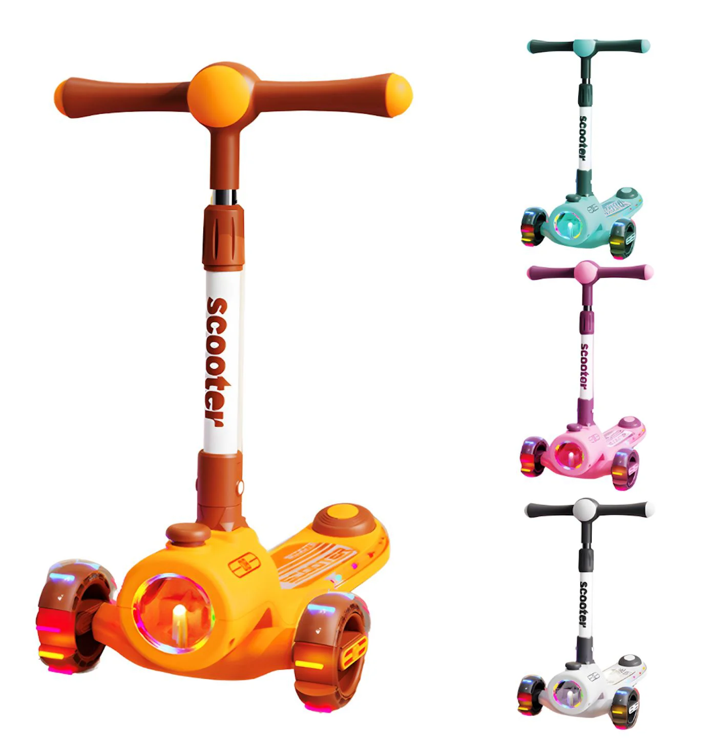 Самокат с тремя колесами Scooter LED подсветка, в aссортименте foto