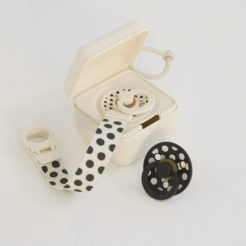 Цепочка-клипса для пустышки BIBS Loop Polka dot Ivory/Black foto