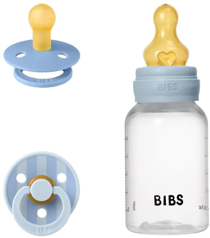 Подарочный набор бутылочка + 2 круглые латексные пустышки BIBS Baby Sprinkle Baby Blue foto