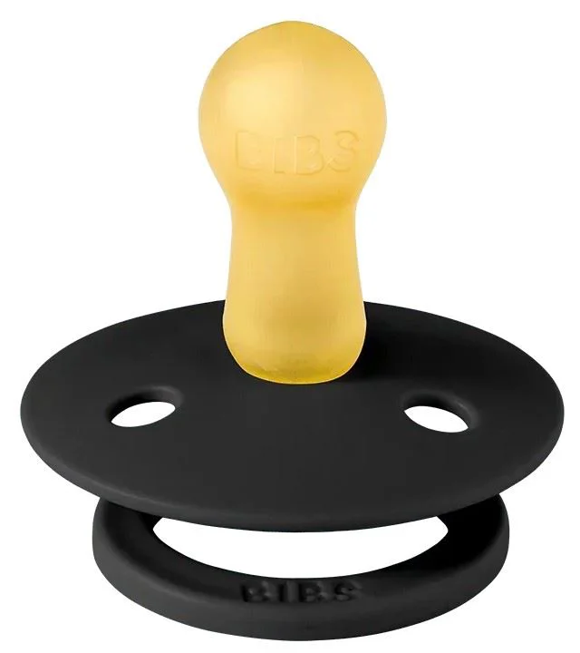 Set 2 suzete rotunde din latex BIBS Studio Colour Polka dot Ivory/Black (6-18 luni) foto