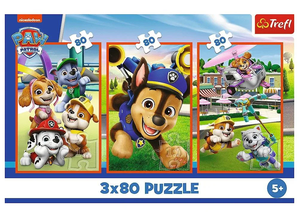 Puzzle Trefl Gasca de catei Paw Patrol, 3x80 el. foto