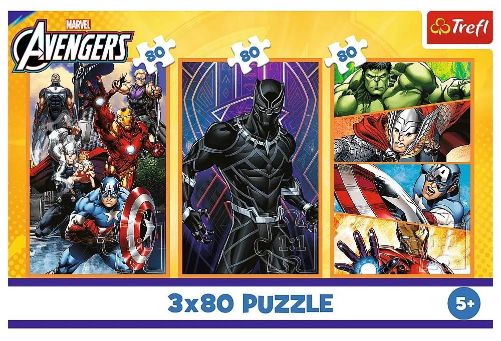 Пазл Trefl Дни, полные экшена / Disney Marvel Мстители, 3x80 эл. foto