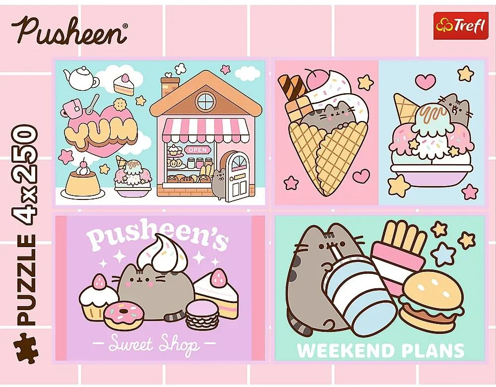 Puzzle Trefl Meet the Pusheen / Fluid World Pusheen, 4x250 el. foto