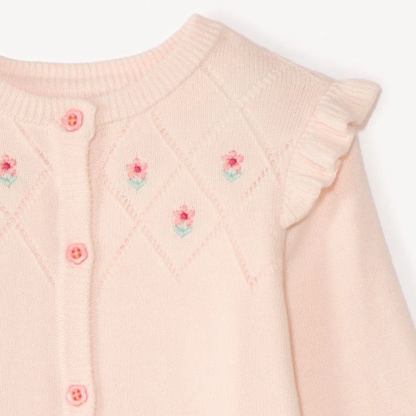 Orchestra Cardigan tricotat cu broderie Pink foto