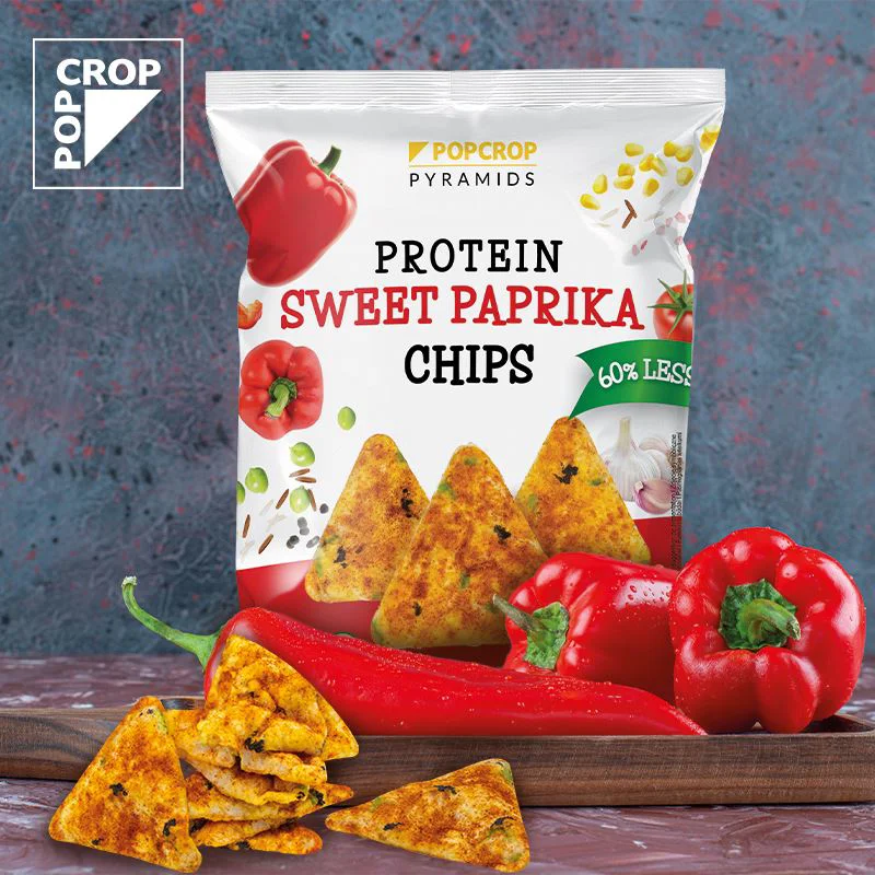 Chipsuri cu proteina fara gluten Popcrop cu aroma de paprika, 60 g foto
