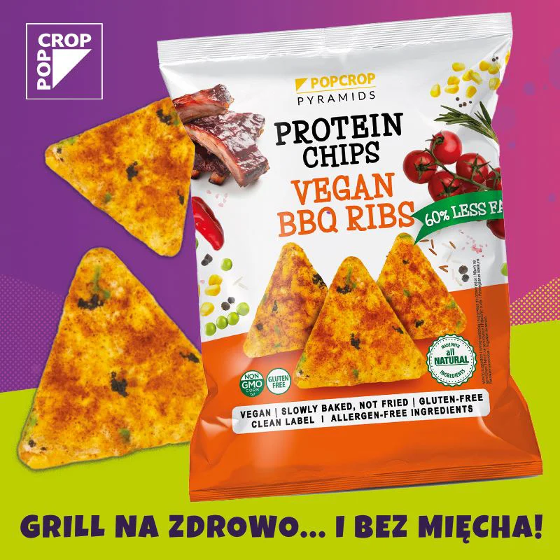 Chipsuri cu proteina Vegan Popcrop Barbecue Ribs, 60 g foto
