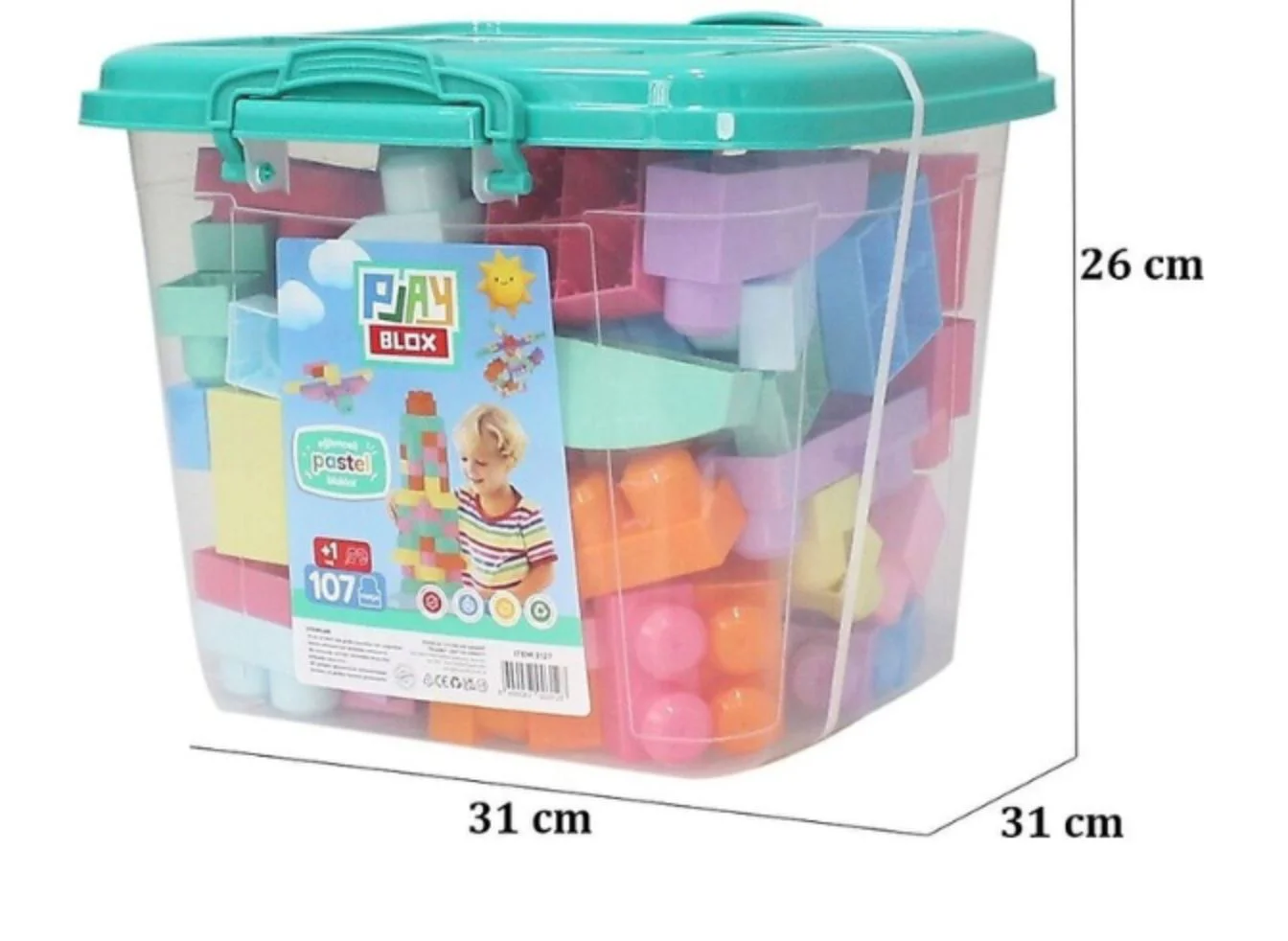 Set de constructie Play Toys Galeata cu blocuri pastel, 107 el. foto