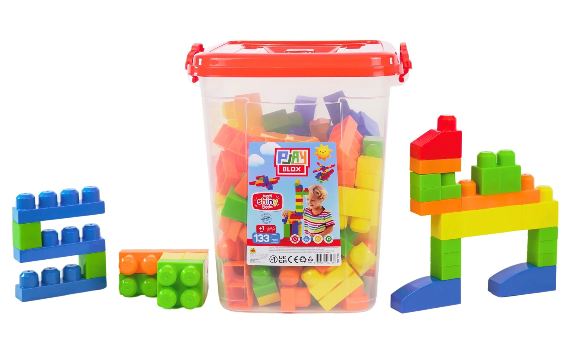 Set de constructie Play Toys Galeata cu blocuri, 133 el. foto