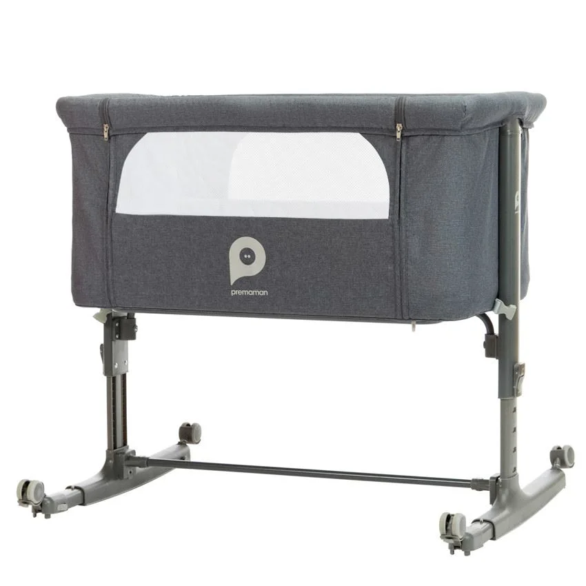 Patut co-sleeper cu roti Premaman Bisoo Grey foto